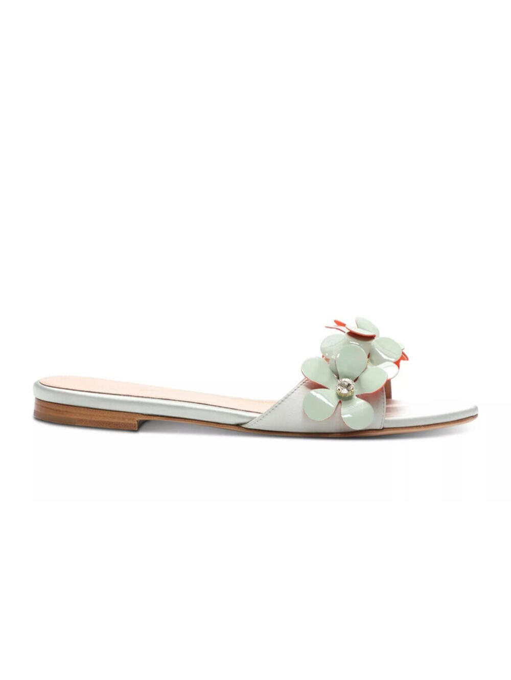 950$ Giambattista Valli Floral Embellished Slip On Sandals Size 6 US Light Blue - Picture 2 of 4